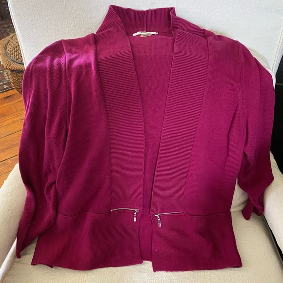 TanJay Raspberry Fuchsia Open Front Cardigan - Picture 3 of 6